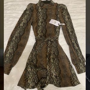 Leith Snakeskin Print Mini Dress